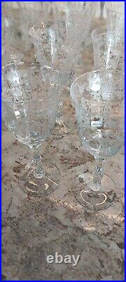 Fostoria/Lenox Clear Etched Stemware Navarre Service For 8, 48 Glasses