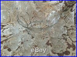 Fostoria Liberty Bell & Eagle Punch Bowl set. Crystal with 12 cups & glass ladle