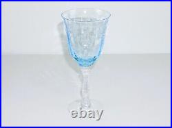 Fostoria Navarre 7 5/8 Azure Blue Crystal 10 Oz Water Goblets Glasses -set Of 4