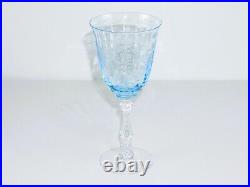 Fostoria Navarre 7 5/8 Azure Blue Crystal 10 Oz Water Goblets Glasses -set Of 4