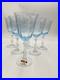 Fostoria Navarre Blue Art Glass Water Goblets Vintage Etched Floral 7.5 Set 6