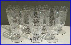 Fostoria Navarre Clear Etched Crystal Iced Tea Glasses SET 7 Excellent