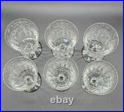 Fostoria Navarre Crystal Etched Tea Water Glasses Goblet 5 7/8 Set of 6 Vintage