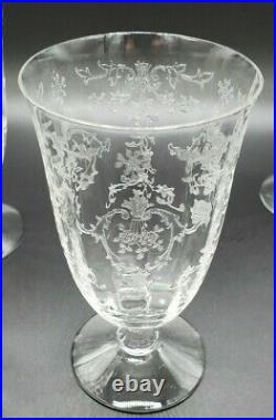 Fostoria Navarre Crystal Etched Tea Water Glasses Goblet 5 7/8 Set of 6 Vintage