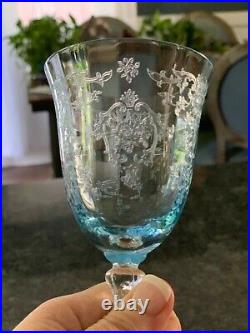 Fostoria Navarre Crystal Etched Water Goblets Set of 2