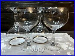 Fostoria Sheffield Magnum Wine Platinum Rim Balloon Shape 6 7/8 Set Of 4