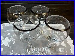 Fostoria Sheffield Magnum Wine Platinum Rim Balloon Shape 6 7/8 Set Of 4