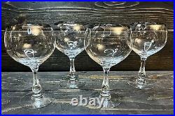 Fostoria Sheffield Magnum Wine Platinum Rim Balloon Shape 6 7/8 Set Of 4