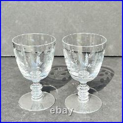 Fostoria Suffolk Crystal Etched Set of 12 Incl Cordial, Champagne, Wine, & Water