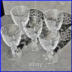 Fostoria Suffolk Crystal Etched Set of 12 Incl Cordial, Champagne, Wine, & Water