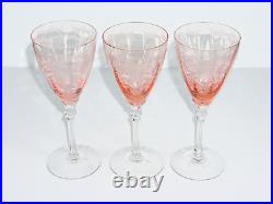 Fostoria Versailles Pink Crystal Stemware Water Goblets Glasses Set Of 3