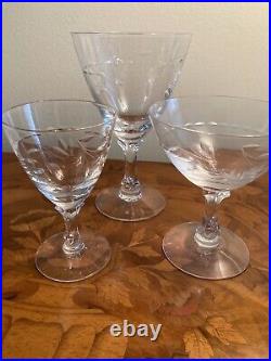 Fostoria etched glassware Nosegay pattern crystal set