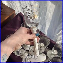Franklin Mint Romeo & Juliet Goblets Fine Porcelain/Lead Crystal Set Of 12