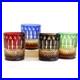 French Saint Louis Crystal Style-Set 4 Glasses Colored Whiskey Tumbler Gift Pack