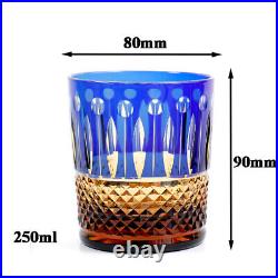 French Saint Louis Crystal Style-Set 4 Glasses Colored Whiskey Tumbler Gift Pack