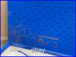 G A CRYSTAL ITALIAN WINE GOBLETS Small Glasses Blue and Clear set in box