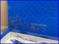 G A CRYSTAL ITALIAN WINE GOBLETS Small Glasses Blue and Clear set in box