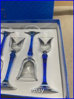 G A CRYSTAL ITALIAN WINE GOBLETS Small Glasses Blue and Clear set in box