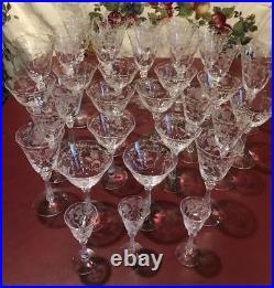 GORGEOUS CRYSTAL Fostoria Blossom pattern lot etched glass SET OF 33