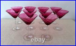 Garda Rose style Cranberry Optic Swirl Martini / Champagne Glasses, set of 10 Garda Rose style Cranberry Optic Swirl Martini / Champagne Glasses, set of 10