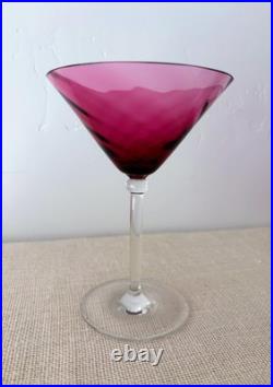 Garda Rose style Cranberry Optic Swirl Martini / Champagne Glasses, set of 10 Garda Rose style Cranberry Optic Swirl Martini / Champagne Glasses, set of 10