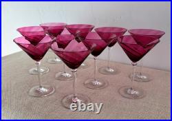 Garda Rose style Cranberry Optic Swirl Martini / Champagne Glasses, set of 10 Garda Rose style Cranberry Optic Swirl Martini / Champagne Glasses, set of 10