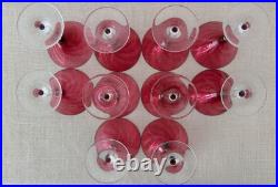 Garda Rose style Cranberry Optic Swirl Martini / Champagne Glasses, set of 10 Garda Rose style Cranberry Optic Swirl Martini / Champagne Glasses, set of 10