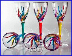 Glassware Venetian Carnevale Cordial Glass Set Of Six Hand Painted Crystal
