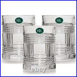 Glen Plaid Crystal Double Old Fashioned Glasses Ralph Lauren Collection Set of 3