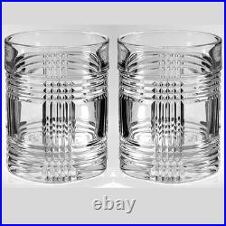 Glen Plaid Crystal Double Old Fashioned Glasses Ralph Lauren Collection Set of 3