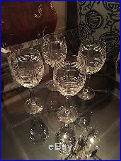 Glen plaid Ralph Lauren lead Crystal Wine Glasses-set4