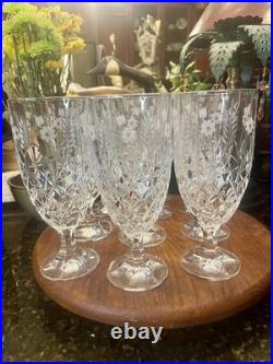 Godinger Shannon Crystal Wheat Goblets Set of 10 Etched Floral Cut Glass