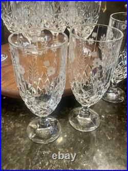 Godinger Shannon Crystal Wheat Goblets Set of 10 Etched Floral Cut Glass