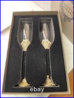 Gold Windsor Champagne Flutes 7oz Pair by Olivia Riegel in Collectible Box (new)