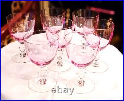 Gorgeous Set Of 8 Pale Pink Crystal Wine Glasses, Nwot, 5.5''h