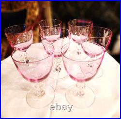 Gorgeous Set Of 8 Pale Pink Crystal Wine Glasses, Nwot, 5.5''h