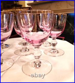 Gorgeous Set Of 8 Pale Pink Crystal Wine Glasses, Nwot, 5.5''h