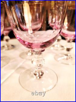 Gorgeous Set Of 8 Pale Pink Crystal Wine Glasses, Nwot, 5.5''h