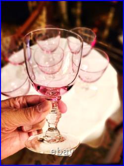 Gorgeous Set Of 8 Pale Pink Crystal Wine Glasses, Nwot, 5.5''h
