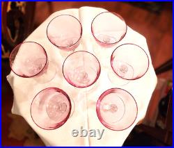 Gorgeous Set Of 8 Pale Pink Crystal Wine Glasses, Nwot, 5.5''h