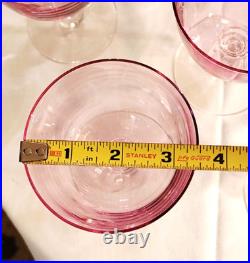 Gorgeous Set Of 8 Pale Pink Crystal Wine Glasses, Nwot, 5.5''h