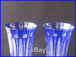 Gorgeous Set of 2 St Louis Tommy Crystal Champagne Flutes Dark Blue