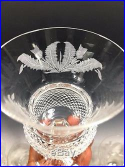 Gorgeous! Set of 6 Edinburgh Crystal Thistle Etched Wine Goblets 5 1/8H