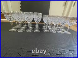 Gorham Crystal Lady Anne Complete 24pc Set 12 Water 12 Wine Goblets Glasses