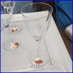 Gorham Crystal Laurin Gold Paneled Wine Glass Set Of 8