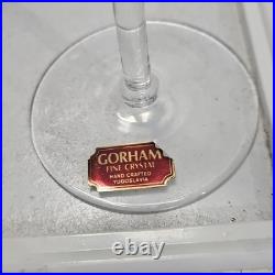 Gorham Crystal Laurin Gold Paneled Wine Glass Set Of 8