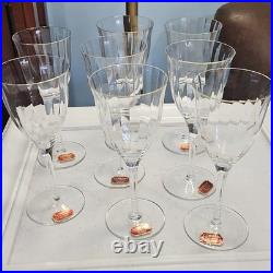 Gorham Crystal Laurin Gold Paneled Wine Glass Set Of 8