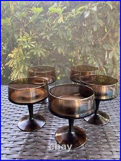 Gorham Crystal Reizart Smokey Brown Glassware Set of 12 1970 Vintage