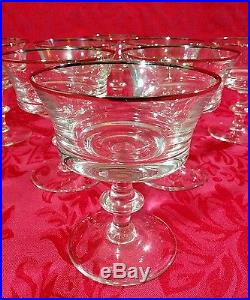 Gorham FIRST LADY Footed Sherbet / Champagne Crystal Glass Platinum Rim Set of 8