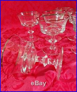 Gorham FIRST LADY Footed Sherbet / Champagne Crystal Glass Platinum Rim Set of 8